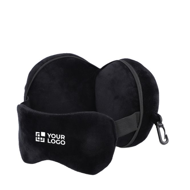 Cuscino da viaggio 2 in 1 con mascherina integrata e custodia