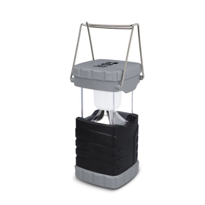 Lampada portatile in plastica riciclata con manico in metallo