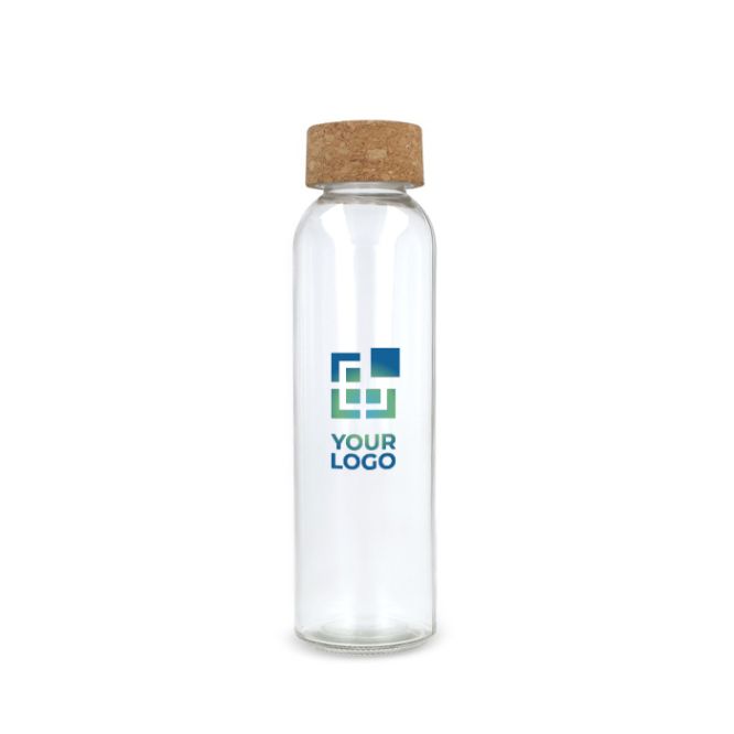 Boraccia promozionale in vetro riciclato con tappo in sughero 500ml