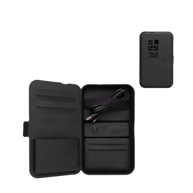 Custodia da viaggio in PU riciclato RCS con caricatore wireless 3 in 1