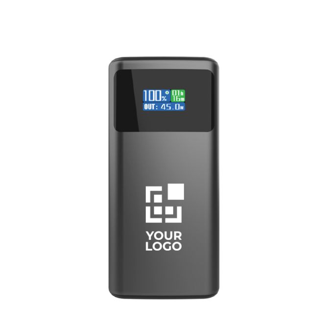 Power bank con indicatore di carica e cavo retrattile 45W 10.000 mAh