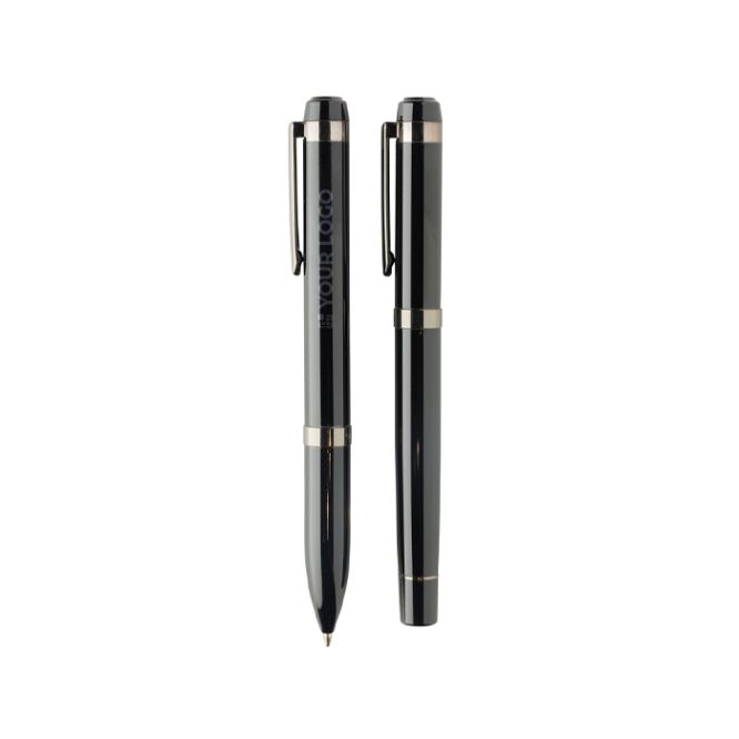 Set da scrittura in metallo Swiss Peak con penna a sfera e roller, inchiostro blu