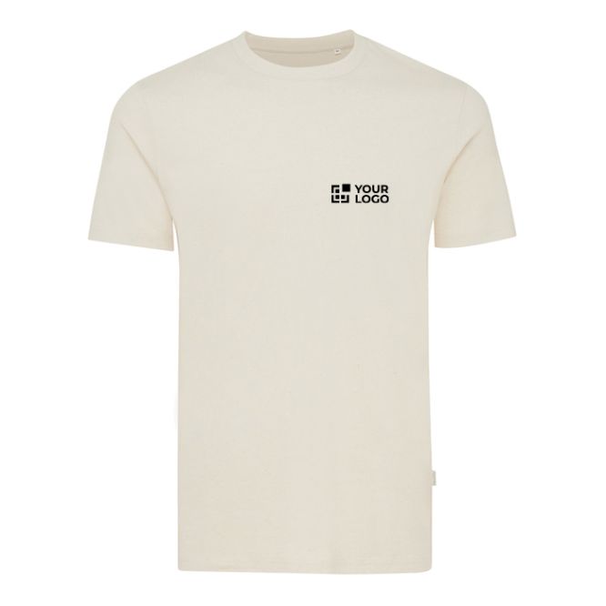 Tshirt in cotone riciclato e organico 180 g/m² Iqoniq Manuel color verde jeansato vista area di stampa