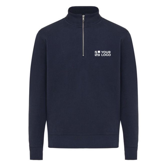 Felpa moderna con mezza zip cotone riciclato 300g/m2 Iqoniq Elgon 