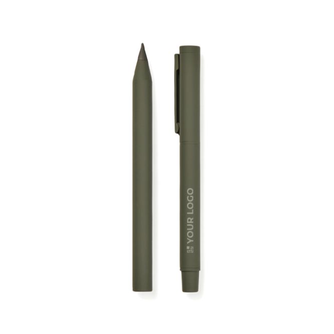Set di penne in alluminio riciclato con rivestimento in gomma
