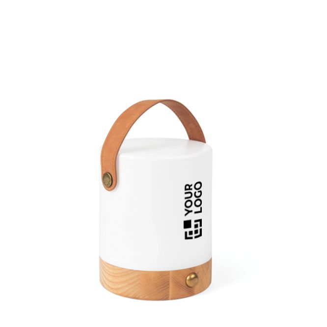 Lanterna portatile ecologica con due modalità di luce e base in legno